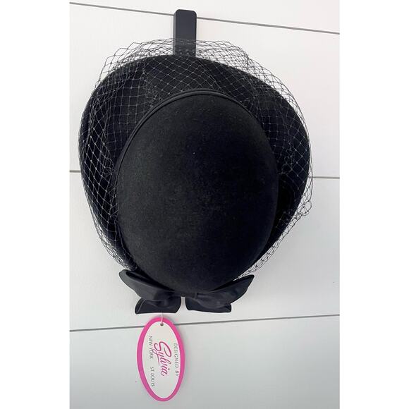 VTG 60’s Black Wool Hat Designed by Sylvia New York / St. Louis - Picture 2 of 15